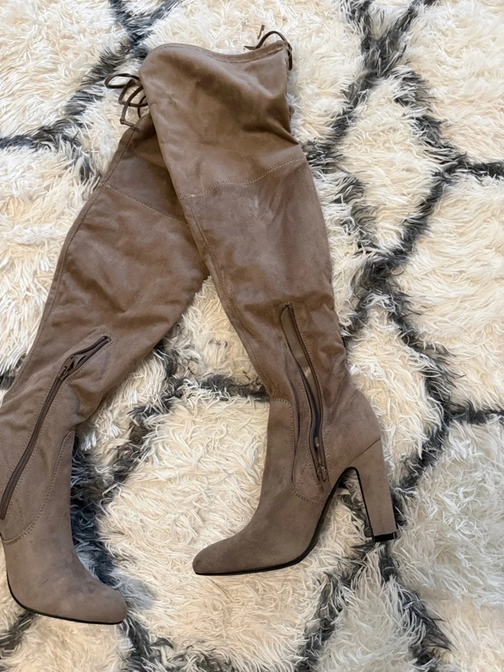 Unisa Taupe Over-the-Knee Suede Heeled Boots